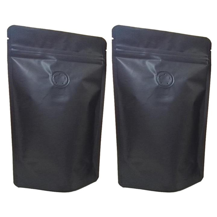 100Pcs Matt Foil Coffee Valve Zipper Closure Bag Vertical Foil Coffee Bean One-Way Valve Bag Packaging Bag 250G Black
