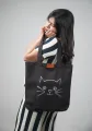 Crafty Tottes Cute Cat Hand Painted Trendy Fashionable Canvas Tote Bag with High Quality Zipper for Man and Women. 