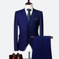 Luxury 3 piece men's wedding suit fashion men's slim solid color business office suit sets large size men Blazer+ pants + vest. 