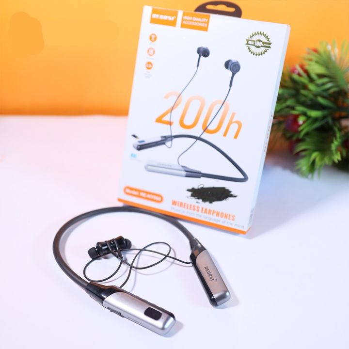 Recrsi Heavy Bass Neckband [-200 ঘন্টা চার্জিং ব্যাকআপ ] RE-NY060 Wireless Bluetooth Neckband Digital Display Long Battery fast charging support