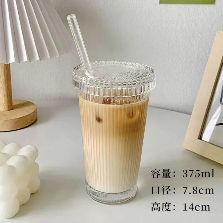 375ml%20Stripe%20glass%20cup%20Elegant%20glasses%20With%20lid%20and%20straw%20Lid%20straw%20cup%20Birthday%20gifts%20Glass%20material%20Japanese%20style%20cup%20for%20-%20Image%208