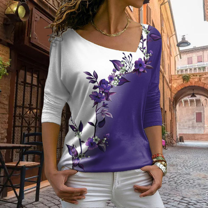 Women%20Spring%20T-shirt%20Pullover%20Floral%20Pattern%20Lady%20T-shirt%20-%20Image%207