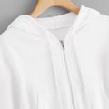 2022 Zipper Sweatshirts Drawstring Sweatshirt Women Crop Jacket Casual Solid Long Sleeve Pocket Thin Short Tops Ropa Mujer.