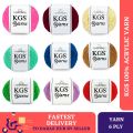 KGS 100% Acrylic Yarn | 50 GM | Medium 6 Ply | for Crocheting and Knitting.