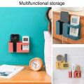 Multifunctional Wall-mounted Storage Box Punch-free Mobile Phones Remote Control Storage Rack Holders Wall Debris Storage Holder.