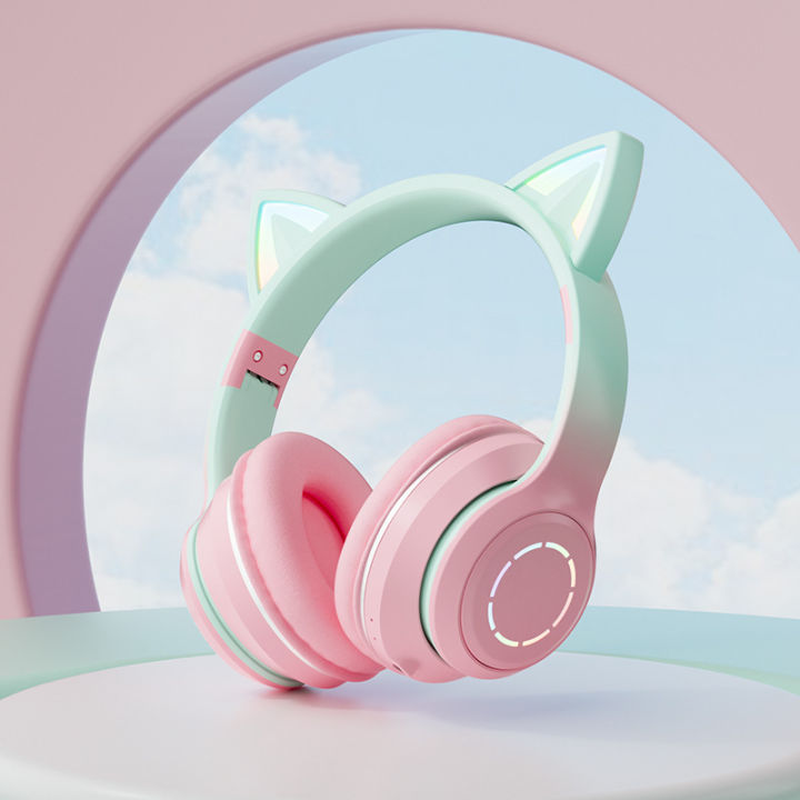 Luminous bluetooth headset cxt-09 gradient cat ears high value online class call game headset gifts