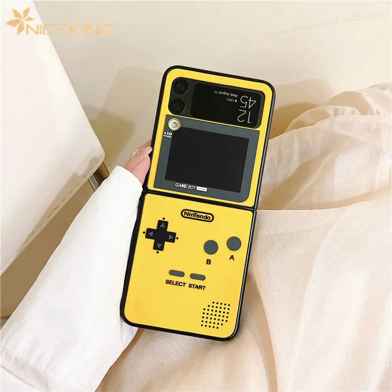 【Mascaraara】3D Antenna Game Boy Phone Case For Samsung Galaxy Z Flip  Luxury Hard Plastic Frame Silicone Cover For Samsung Z Flip 5G