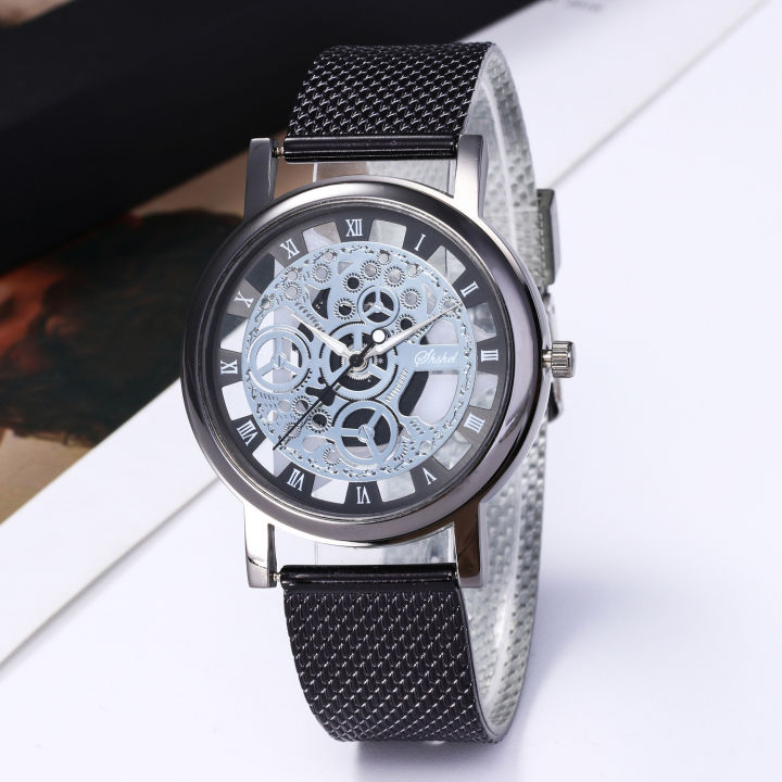 Aliexpress Belt watch Foreign Trade Fashion Hollowed-out Soft Tape Watch Non-Mechanical Watch Men