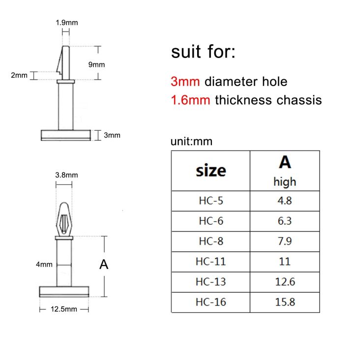 25pc%20Nylon%20Plastic%20Standoff%20Spacer%20Stick%20with%20Adhesive%20Glue%20Insert%20Lock%20Clip%20on%20Snap%20in%20Fixed%20Support%20PCB%20Board%203mm%20Hole%20-%20Image%203