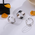 Three-piece Suit Ring/Opening Adjustable Ring Set/Vintage Drop Acrylic Ring Set Chain Jewelry Valentine's Day Gifts for Girlfriend.