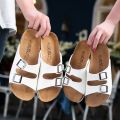 Couple cork slippers men's summer slippers men's sandals women's korean version of trendy outdoor beach shoes men's flip-flops men's shoes.