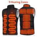 9 Places Heated Zone Electric Heated Vest Jackets Men Women Srtswear Heated Coat Graphene Heat Coat USB Heating Jacket Camping-8 Pcs Heated Blue. 
