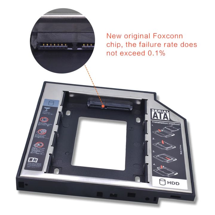 Laptop%20DVD%20to%202nd%20SSD/HDD%20Caddy%20Hard%20Drive%20Enclosures%20Size%209.5mm%20-Black%20-%20Image%206