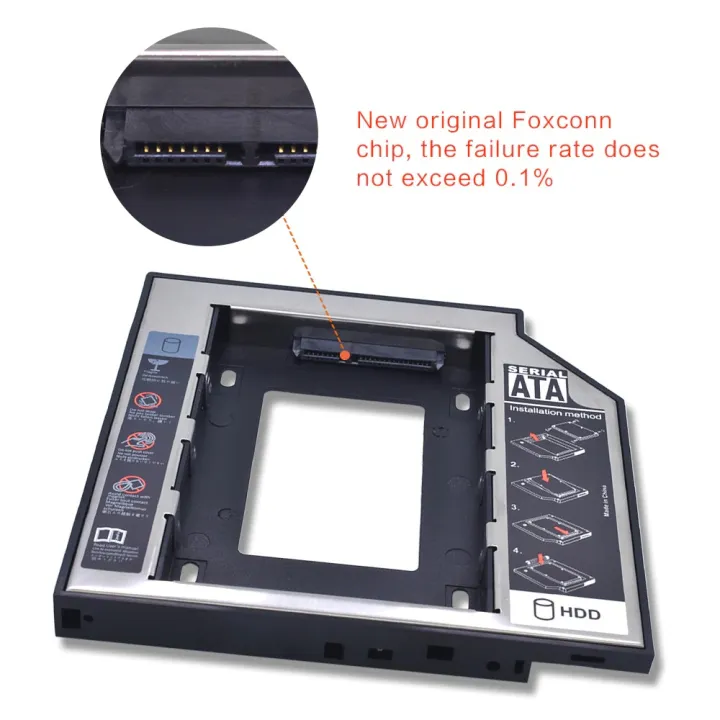Laptop%20DVD%20to%202nd%20SSD/HDD%20Caddy%20Hard%20Drive%20Enclosures%20Size%209.5mm%20-Black%20-%20Image%206