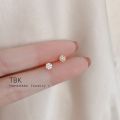 TBK 14K saudi Mini Zircon Hoop Earrings Cubic Zirconia Small Piercing Earings 2566e.
