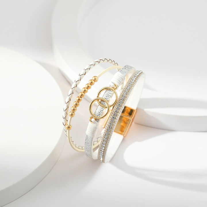 17%20Styles%20Premium%20Color%20Matching%20Bracelet%20Multilayer%20Woven%20Leather%20Bracelet%20For%20Women%20Double%20Loop%20Magnet%20Buckle%20Hand%20Ornaments%20-%20Image%203