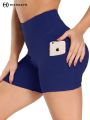 HIGHDAYS Solid Biker Shorts For Women With Pocket High Waist Fitness Workout Shorts Push Up Gym Yoga Pants Csual Sweatpant. 