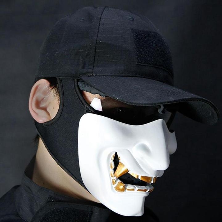 Halloween%20Costume%20Cosplay%20Tooth%20Decay%20Evil%20Demon%20Kabuki%20Samurai%20Half%20Cover%20Mask%20Party%20Scary%20Decoration,Black%20-%20Image%205