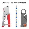 Electrician RG59 Wire Stripper F Head Cable Plier Coaxial Cable Crimping Plier Set Tool Kit RG6 Coaxial Compression Tool Compression Connector. 