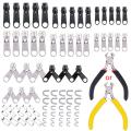 85pcs/set Zipper Repair Kit Sewing Jacket Slider Install Plier Metal Lock Pull.