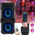 Outdoor Portable Wireless Speaker Dual 3 Inches Music Stereo Subwoofer Bass USB Power Supply For Dancing Party Family Karaoke.