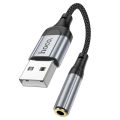 Hoco LS36 Virtual USB External Audio Sound Card Adapter for 3.5m Earphones Microphone Usb to 3.5mm female Sound Card Sound Adapter. 