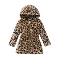 1-5Y Kids Girls Leopard Plush Coat Baby Autumn Winter Clothing Long Sleeve Elastic Waist Zip-Up Hooded Jacket Children Outerwear. 
