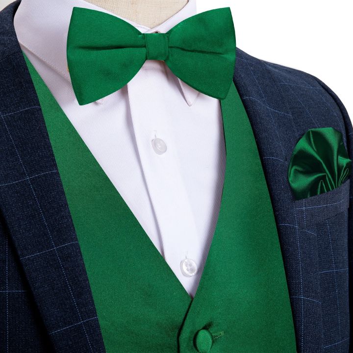 Satin%20Solid%20Green%20Vest%20for%20Men%20Silk%20Suit%20Pre-tied%20Bow%20Tie%20Set%20Wedding%20Busines%20Formal%20Tuxedo%20Sleeveless%20Male%20Waistcoat%20Blazer%20-%20Image%202