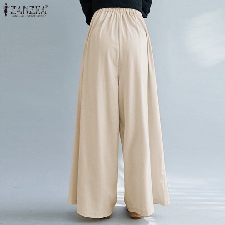 ZANZEA%20Women%20Elastic%20Waist%20Wide%20Leg%20Pants%20Loose%20Autumn%20Trousers%20Culottes%20Elegant%20Office%20Ladies%20Casual%20Palazzo%20Work%20Pantalon%20-%20Image%205