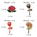 Fashion Flower Lapel Pin Women Badge 2PC Red Black Rose Design Metal Brooch Pins Couple Romantic Gift Dating Wedding Jewelry.