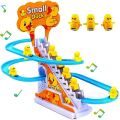 Duck Slide Toy Set, Funny Automatic Stair-Climbing Ducklings Cartoon Race Track Set Little Lovely Penguins Slide Toy Escalator Toy with Lights and Music (Duck). 