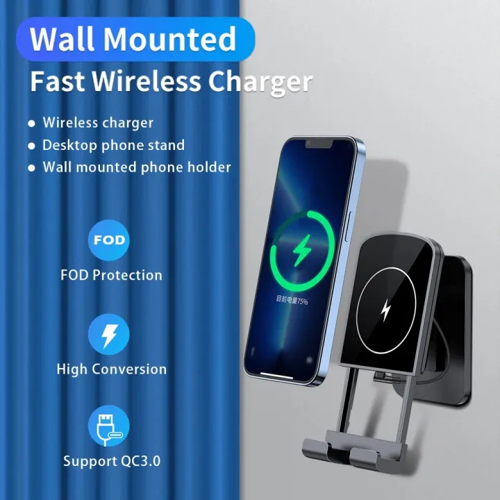 Mobile Phone Wireless Charger Wall Mounted Wireless Charging Bracket 15W Fast Charging For IOS Android