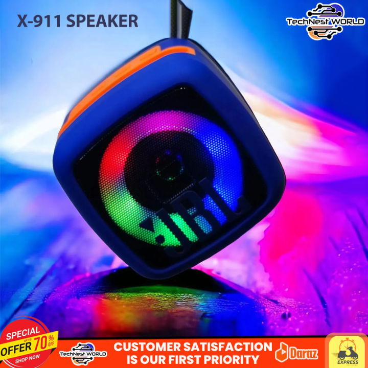 X-911 Wireless Portable Rechargeable Mini Disco Speaker Bluetooth, FM Radio, AUX, TF Memory Card Reader and USB Pen Drive