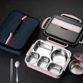 Leak-Resistant Stainless Steel Bento Lunch Box with 5 Compartments, 1500ml, New and Improved 2022 Bento Style with Lunch Bag and Tableware, Eco-Friendly, Dishwasher Safe, BPA Free.
