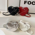Y2K Heart-shaped Crossbody Bag Zip Closure Rivet Detail Vintage Love Shoulder Bag PU Leather Heart Purse for Evening Wear Casual Outing Trendy Accessory Women's Fashion Gift Item.