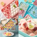 I33 Grids Plastic Round Ball Ice Box Round Ice Ball Ice Tray Mold Moulds Ice Ball Maker 3D Round Ice Cube Tray with Lid Plastic ice ball tray cute ice tray ice cube case ice cube tray allion shop. 