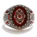 Retro Handmade Islamic Men Ring Vintage Turkish Double s Black Red CZ Stone Ring Punk 2023 Trendy Religious Muslim Jewelry.