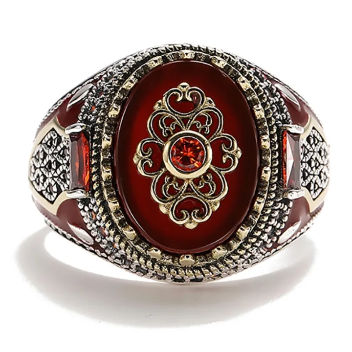 Retro%20Handmade%20Islamic%20Men%20Ring%20Vintage%20Turkish%20Double%20s%20Black%20Red%20CZ%20Stone%20Ring%20Punk%202023%20Trendy%20Religious%20Muslim%20Jewelry%20-%20Image%204
