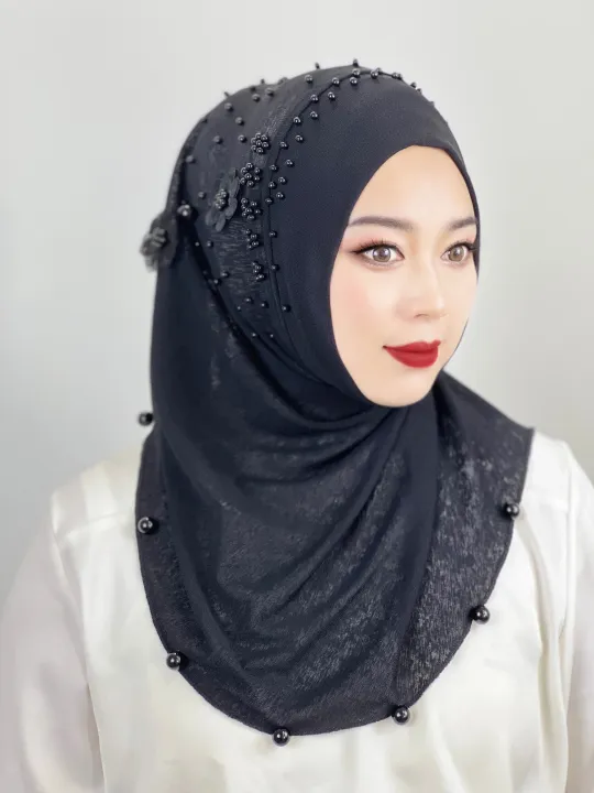 Muslim%20Beaded%20Hijab%20Adult%20Solid%20Color%20Hat%20Soft%20Hat%20with%20Flowers%20Female%20Hijab%20Shawl%20Wrap%20Buni%20Amira%20Style%20Arab%20Hijab%20Turkey%20-%20Image%207