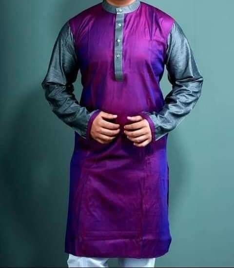 Stylish%20Menz%20Comfortable%20Purple%20Contrast%20Ash%20Panjabi%20-%20Image%203