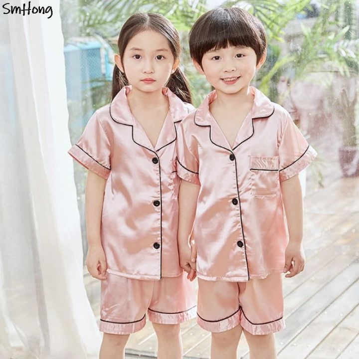 Toddler%20Girls%20Pyjamas%20Kids%20Satin%20Pajamas%20Button%20Silk%20Pajama%20Sets%20Teenager%20Boy%20Sleepwear%20Teens%20Pajamas%20Summer%20Clothes%20for%203%20-14T%20-%20Image%204