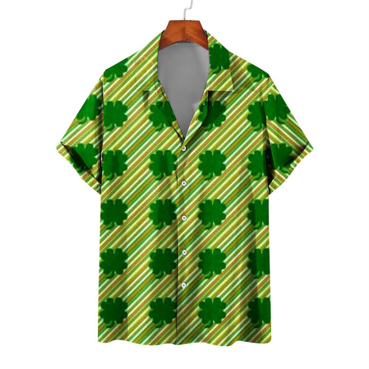 Hawaii%20Men's%20Beach%20Shirts%20Men%20Women%20Couple's%20Shirt%20Four-leaf%20Clover%203d%20Printed%20Lapel%20Short%20Sleeve%20Shirt%20Floral%20Shirts%20Tops%20-%20Image%204
