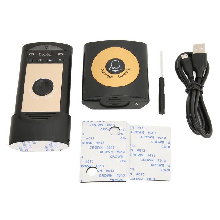 Wireless Intercom Doorbell 2 Way Talk Clear Sound Large Range Electronic Doorbell Set for Home Office Black