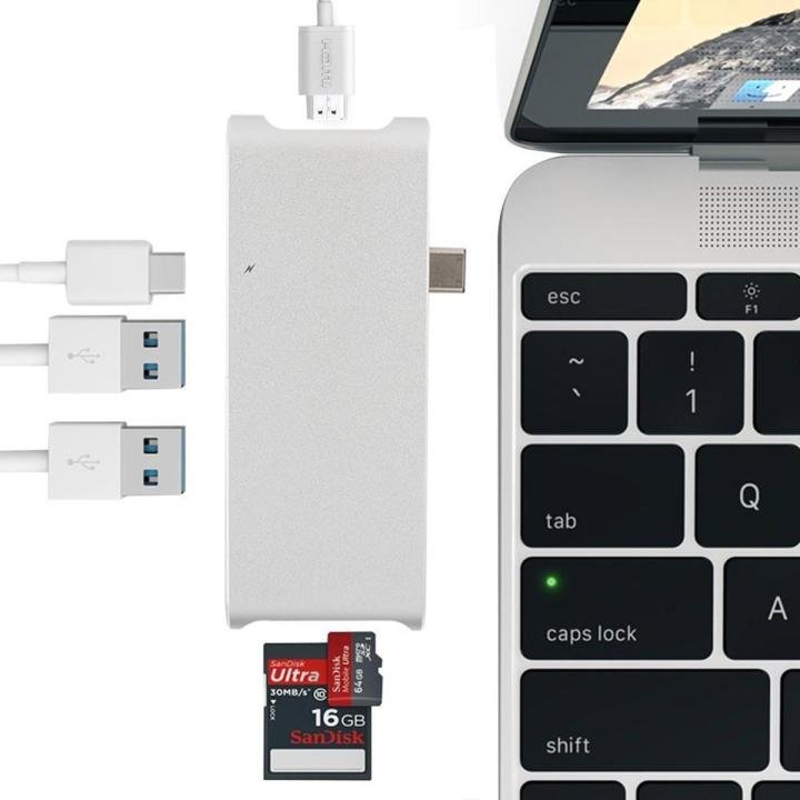 6IN1 USB-C HUB with Type-C Power Delivery 4K Video HD Output Alloy Card Reader