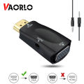 VAORLO HDMI To VGA Converter Male-Female 15 Pin Adapter With Audio FHD 1080P 720P 480P For PC Laptop T V Box PC Display Projector. 