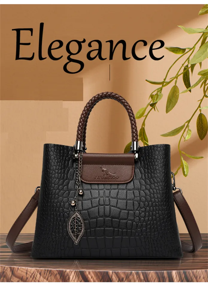 Brand Leather Layers Alligator Crossbody Bag for Women Female