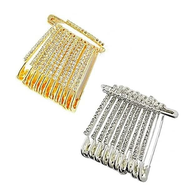 Premium quality Stone Hijab pin Brooch Safety pin Saree pin one Side of Safety pin - 6-12 Pieces