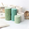 Nordic Style Cylindrical Flower Pattern Candle Mold Retro Embossed Lace Round Pillar Aromatherapy Mold Candle Making Supplies. 