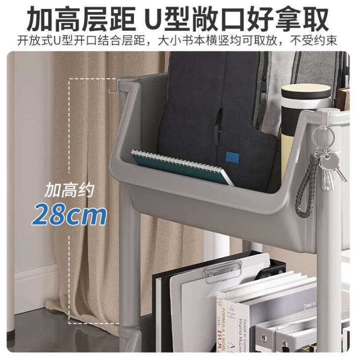 A%20rack%20backpacks,%20cart,%20movable%20bookshelf%20with%20wheels,%20small%20bookshelf,%20and%20a%20floor%20ceiling%20for%20storage%20next%20to%20the%20desk%20-%20Image%203