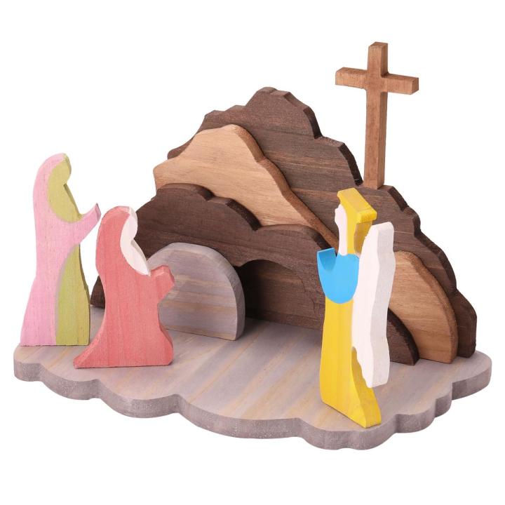 Wooden Easter Resurrection Decoration Wooden Decoration for Easter Scenes Easter Decoration Wooden Nativity Set